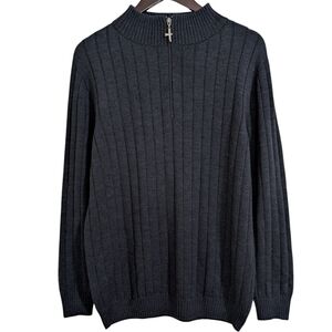 Untouched World Finn Merino Zip Sweater Dark Navy - Size M - Made in New Zealand